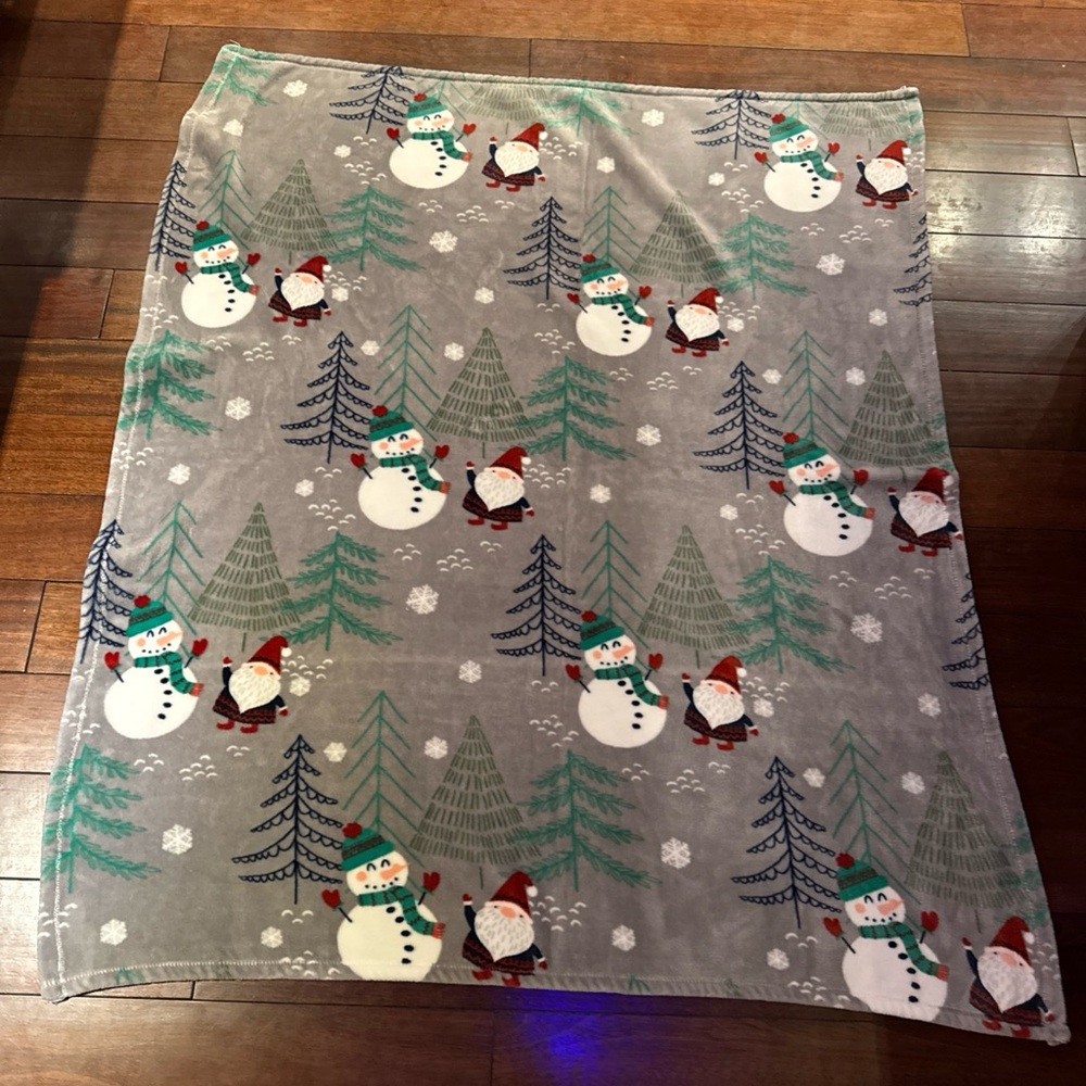 Snowman And Gnome Christmas Fleece Throw Blanket 4ftx5.5ft